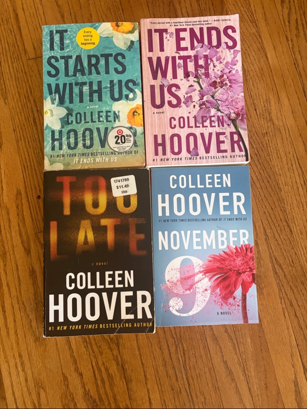 COLLEEN HOOVER Paperback Book Set - Blue, Teal, Pink, Black Covers
